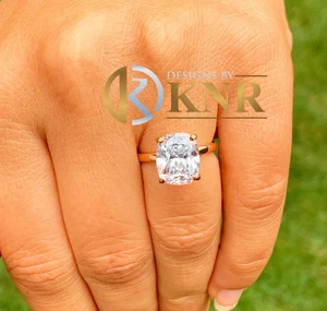 CUSHION CUT MOISSANITE ENGAGEMENT RING SOLITAIRE PRONG 14K SOLID ROSE GOLD 4.00 - Picture 1 of 12