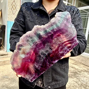 4.2LB Natural beauty, colorful fluorite crystals, rough sliced stone specimens- - Picture 1 of 18