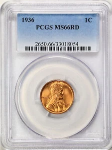 1936 1C Lincoln Wheat Cent MS66RD PCGS 33018054 - Picture 1 of 2