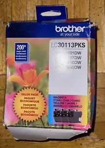 Brother LC3011 Ink 200 Page-Yield Cyan/Magenta/Yellow 3/Pack LC30113PKS Exp 2026 - Picture 1 of 4