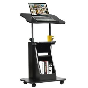 Giantex Height Adjustable Mobile Laptop Desk Cart Sit-to-Stand Rolling Stand