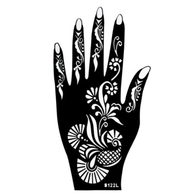 Stencil per tatuaggio all'henné Kina dipinto a mano mano sinistra Dövme Mehndi