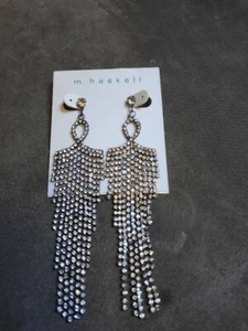Pendientes Araña Perforados M. Haskell Largos Estrás Cadenas Gunmetal Nuevos con Etiquetas - Imagen 1 de 3