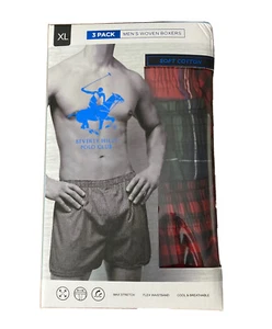 BEVERLY HILLS MEN'S PACK 3- WOVEN PLAID - XLARGE - UNDERWEAR X3 BOXER BRIEFS - Picture 1 of 1
