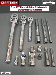 CRAFTSMAN 14pc 1/4 3/8 1/2 ratchet wrench socket extension universal adapter set - Picture 1 of 5