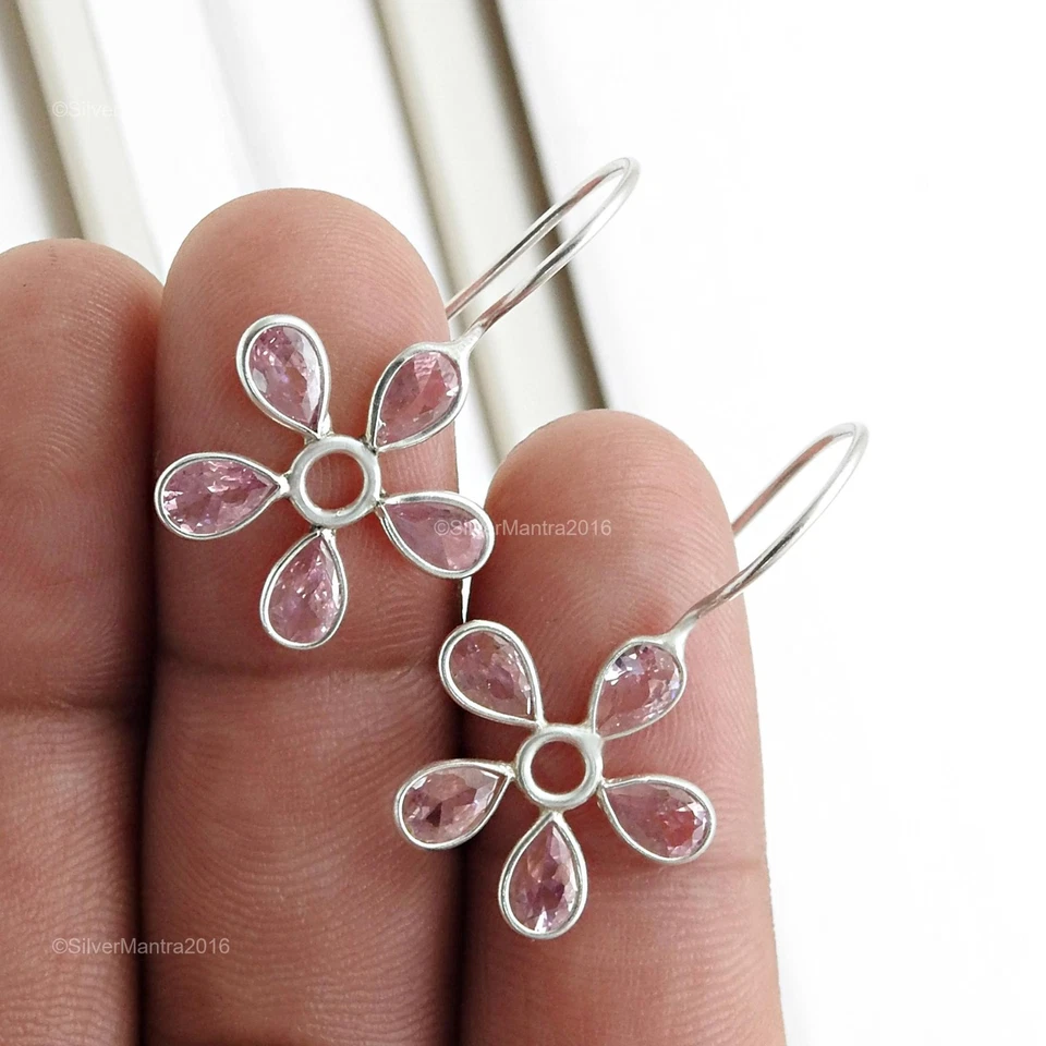 Zircone Cubico Pietra Natale Regalo Elegante Orecchini Pendenti 925 Argento - Immagine 1 di 4