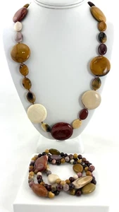 Chunky Mookaite Gemstone Necklace 3 Bracelet Set Sterling Silver AIL Aluma USA - Picture 1 of 9