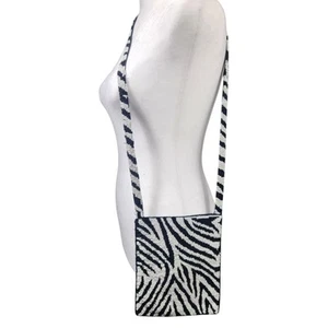 Bolso de Hombro Christiana de Colección con Cuentas Estampado de Cebra Pequeño Bandolera con Cremallera - Imagen 1 de 10