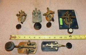 Vintage Telegraph Key Ham Radio Morse Code Keyer key 6 unit lot Repair / Display - Zdjęcie 1 z 20