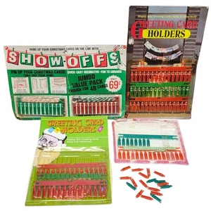 VTG 60s Christmas Card Holders Lot Show Offs Red Green Hanging Greeting Holiday - Picture 1 of 7