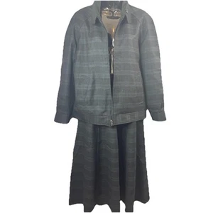 Vtg Daks London Women 2pc Suit Jacket & Skirt Brown Plaid Pure New Wool Preppy 8 - Picture 1 of 20