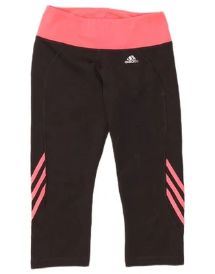 ADIDAS Womens Climalite Capri Leggings UK 14 Medium Black Colourblock YB02 - Image 1 of 3