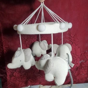 Levtex Baby Ely Musical Crib Mobile, Grey/White Elephant Replacement - Imagen 1 de 4