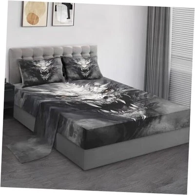 Juegos de sábanas de microfibra suave tamaño 4 piezas juegos de ropa de cama para dragón gris completo Foto 1 de 4
