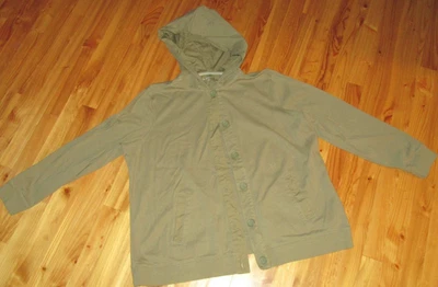 Liz Claiborne 1X L/S 6 Button Up Hooded Sweat Shirt Great Preowned Condition - Image 1 of 4