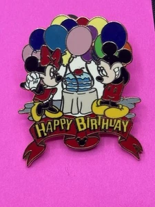 Disney Trading Pin Happy Birthday Mickey Mouse Minnie Mouse Balloons Cake - Picture 1 of 2