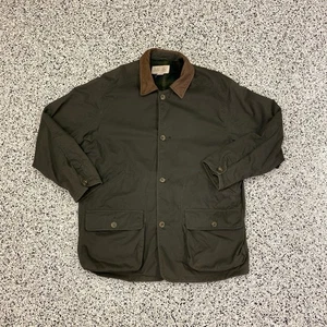 Vintage St Johns Bay Chore Jacket Men L Olive Flannel Lined Barn Workwear Coat - Picture 1 of 6