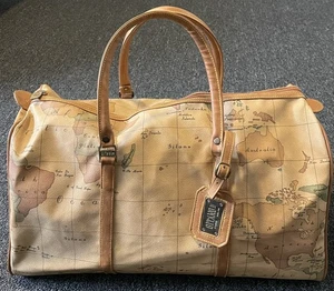 Vintage 90’s GITANO Travelware World Map Travel Bag Hand Luggage 19” Tan Duffle - Bild 1 von 14