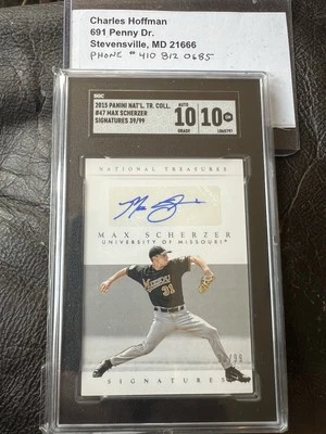 2015 Panini Nat'L Tr. COLL. #47 MAX SCHERZER ASSINATURAS 39/99 SGC 10/10 - Imagem 1 de 4