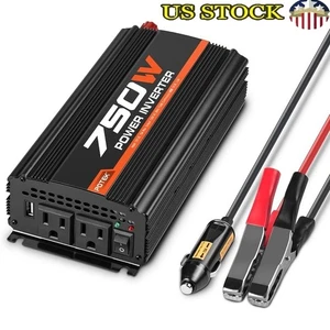 750W DC AC Auto Wechselrichter 1500W Peak Dual AC Steckdosen USB Laden Tragbar Reise - Bild 1 von 8