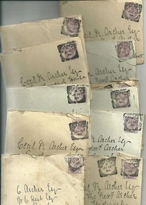 1896 13 x COPERTINE E LETTERE CERCHI QUADRATI MINEHEAD > CECIL ARCHER NEWTON ABBOT - Foto 1 di 1