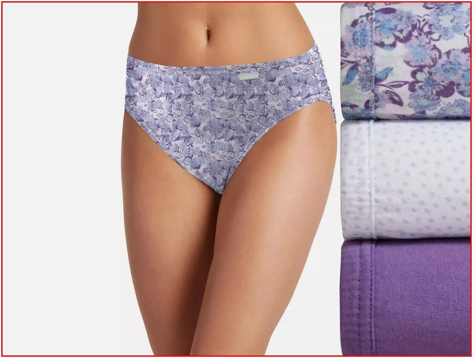 Jockey 3 French Cut Panties Cotton waistband 1485 Purple Sz 10 3XL