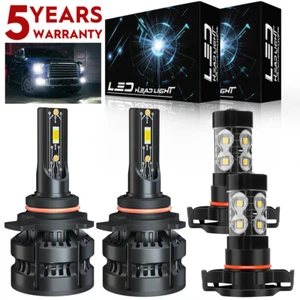 For GMC Sierra 1500 2014 2015 LED Headlights 9012 Hi/Lo Beam+5202 Fog Light Bulb - Picture 1 of 15