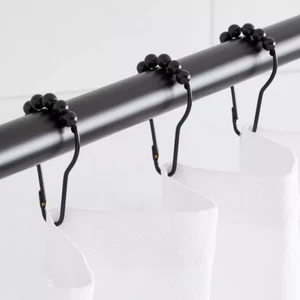 Signature Hardware Rollball Duschvorhangringe - 12er Set - Matt Schwarz - Bild 1 von 1