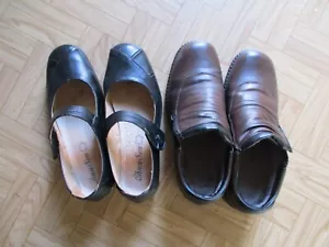 2 Paar Schuh -Halbschuh 38 schwarz - Halbschuh 39 braun mit Reißverschluß - Bild 1 von 3
