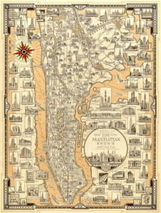New York City Manhattan - Parts Of Bronx - 1939 - Pictorial Map Poster - Picture 1 of 1