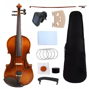 Kit de violín 4/4 para principiantes accesorios de ébano bonitos afinadores estudiantes y adultos - Imagen 1 de 11