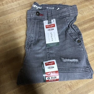 Boy's Wrangler Five Star Slim Fit Grey Utility Jeans 10 Regular New - Picture 1 of 4