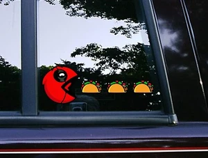 Deadpool Eating Tacos Pacman Vinyl Car Decals Marvel Super Heroes Stickers - Bild 1 von 4