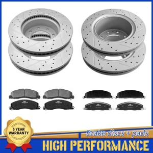 Pastillas de rotores de freno de disco perforados delanteros traseros para Ram 3500 2500 1500 Dodge - Imagen 1 de 6