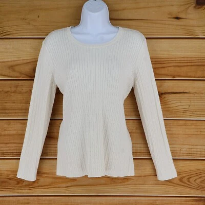 Suéter Pullover Kasper Punto Cable Mujer Talla XL Blanco Elastizado Cuello Redondo Foto 1 de 4
