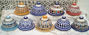 HAND PAINTED CERAMIC BUTTER BELL * FES POTTERY* Many designs MULTI COLOURS - Picture 1 of 38