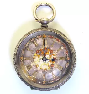 Antiguo reloj de bolsillo suizo grabado facial esmaltado para damas estuche de plata 935 - Imagen 1 de 6