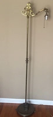 Antique  Miller Lamp Co Bridge Lamp w/ Ship  Design & Paws Feet Signed H 58" - Image 1 of 4