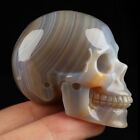 2.0' Banded Agate Hand Carved Crystal Skull, Realistic, Crystal Healing