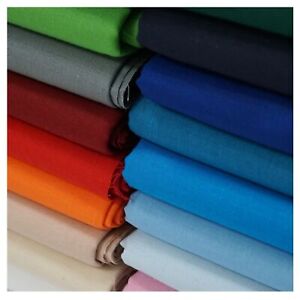 Stretch Cotton Poplin Fabric 55 Inch Wide Material Metre Plain Coloured