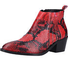 ILC Damen Stiefel elegante Echtleder-Stiefelette Absatz-Schuhe mit Allover-Muste