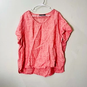 Tahari Gr. 2X rosa orange Top 100% Leinen V-Ausschnitt Beauty leicht bequem - Bild 1 von 8