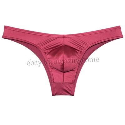 Traje de baño calzoncillos de bikini brillantes de seda para hombres sexuales ropa interior para mejillas 1/2 cobertura de cadera Foto 1 de 4