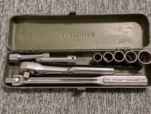 Vintage Craftsman 3/8" Drive SAE Socket Set Flying V Ratchet Made in USA - Picture 1 of 18