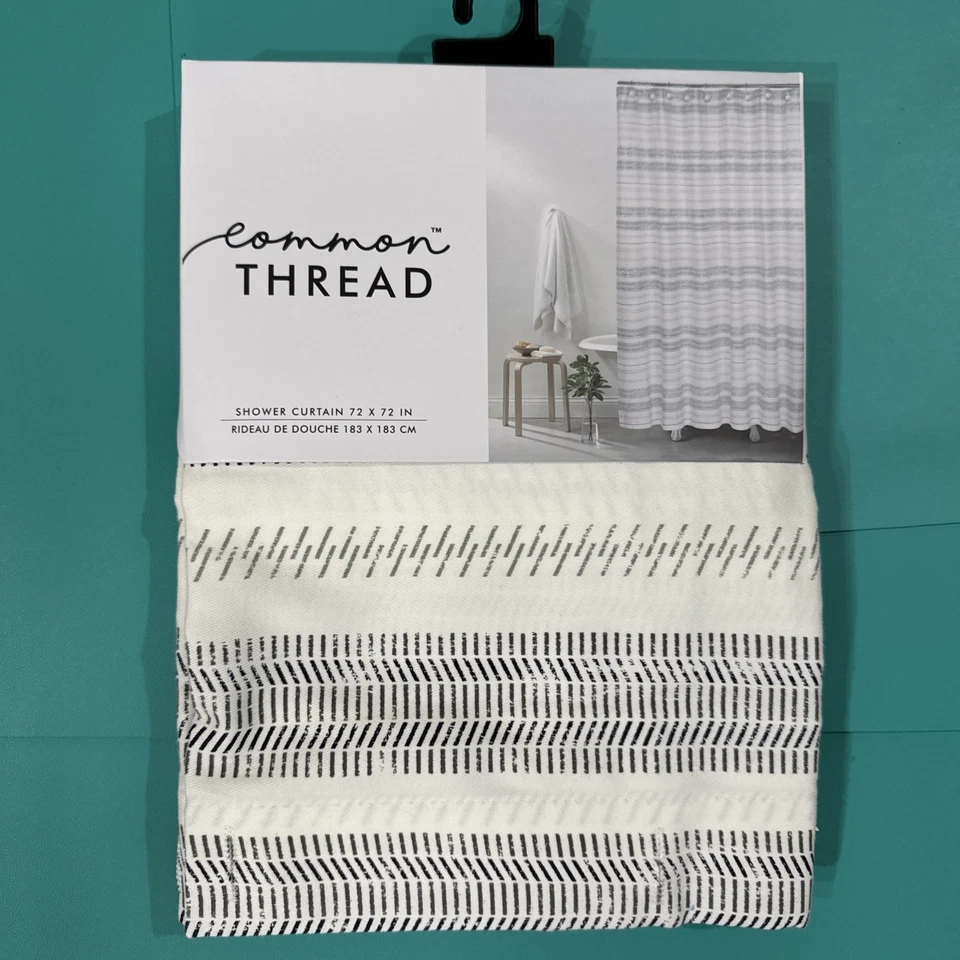 Cortina de Ducha Umbral Coral Floral Tela Algodón 72"x72" Foto 1 de 4