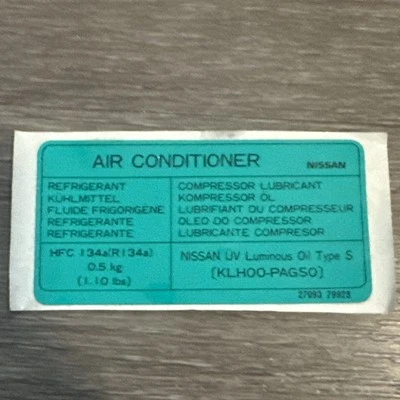 2009 2013 2014 2015 Nissan GT-R AC Air Conditioner Label Nameplate 27090-79923 - Image 1 of 3