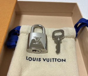 Louis Vuitton Padlock Lock & Key Set No. 313 Silver Plated Excellent w/ Box - Picture 1 of 20
