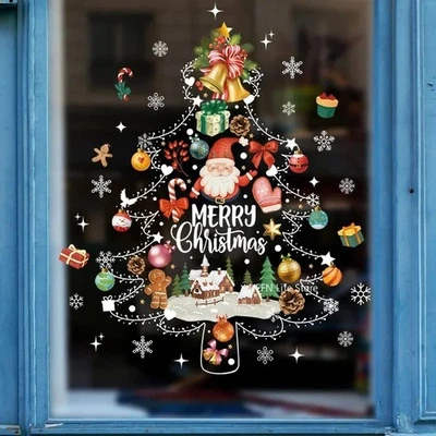 1pc Christmas Decoration Window Stickers Santa Christmas Tree Window Glass Decal - Image 1 of 4