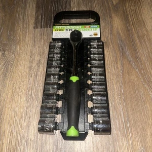 Pittsburgh 21 Piece High Visibility 3/8" Dr SAE/Metric Socket Set 72T Quick Rel. - Picture 1 of 12