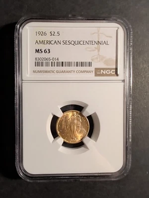 1926 Gold $2.50 America Sesquicentennial MS 63 NGC Certified - Image 1 of 4
